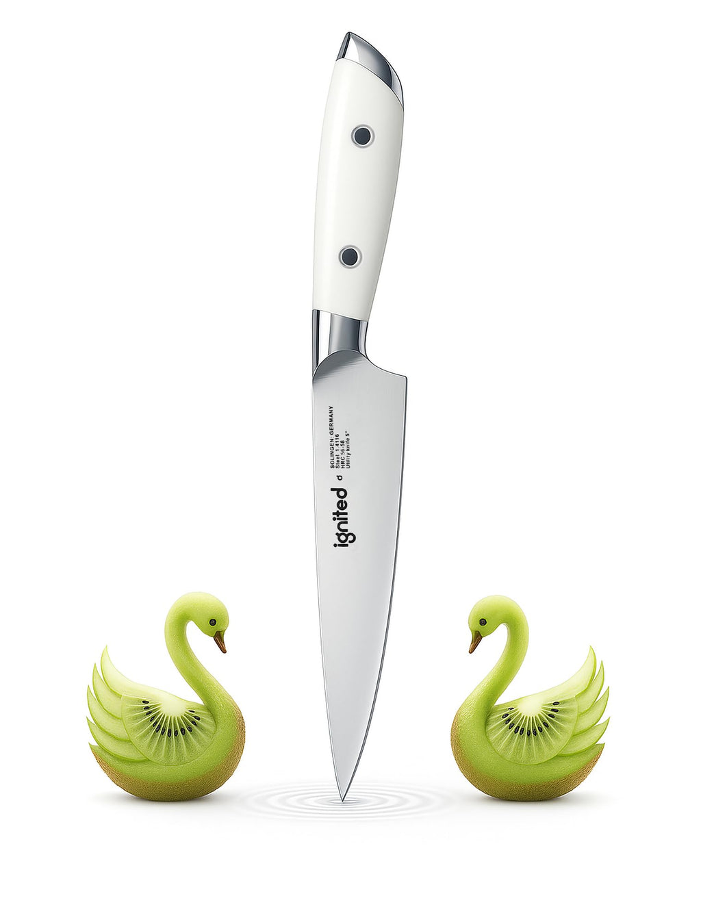 5 inch Paring Knife, German Stainless Steel, Ivory White Handle