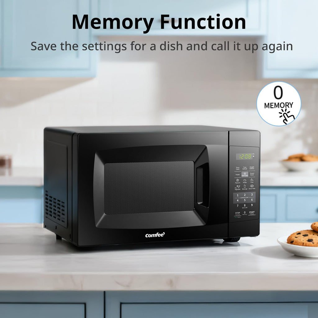COMFEE' Countertop Microwave Oven, 0.7 Cu.Ft, 700W, Black, ECO Mode