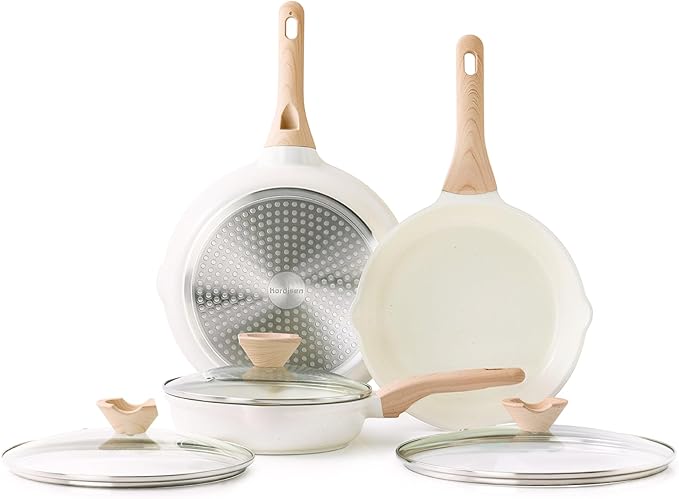 Kordisen Nonstick Ceramic Frying Pan Set, Healthy Non Toxic Cooking Pan, Stay-Cool Handle, Induction Compatible, PFOA & PFAS Free