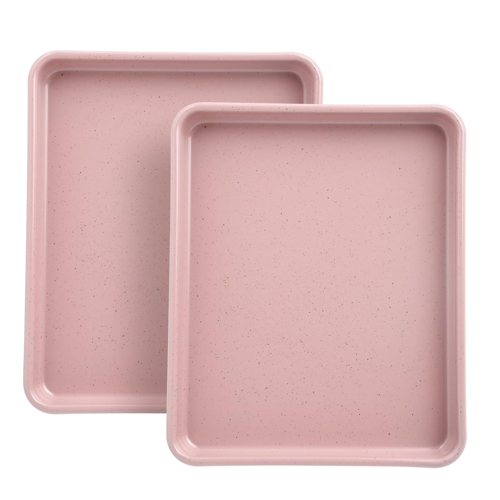 Toaster Oven Pans Set of 2, Shinsin 11-Inch Nonstick Baking Sheet Pans and Trays, 1/8 Thicker Replacement Small Baking Tray Accessories for Cookie, Non Toxic and Easy Clean and Diswasher Safe, Pink