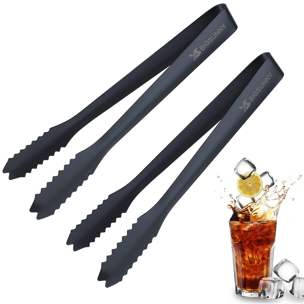 MSY BIGSUNNY 7 Inch Ice Tongs, Thickened Stainless Steel Sugar Cube Serving Tongs with Teeth for Tea, Party, Coffee, Bar, Food - Set of 2, Golden