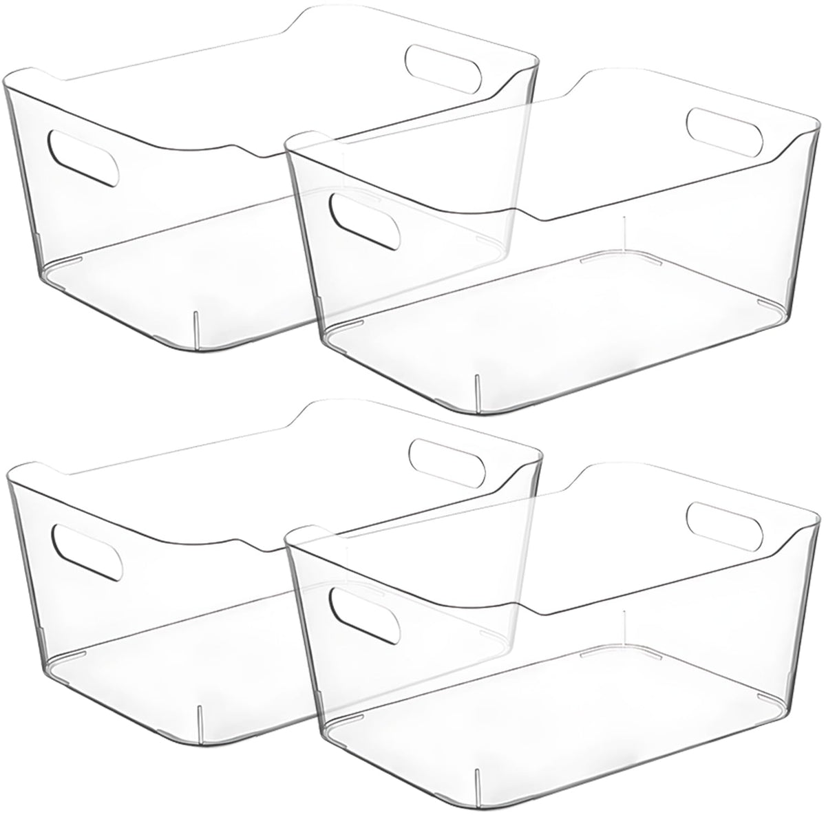 Clear Plastic Storage Bins for Kitchen Organization or Pantry Organizers and Storage, Freezer Fridge Organizer Containers Bin for Organizing Refrigerator Closet Cabinet Organizers