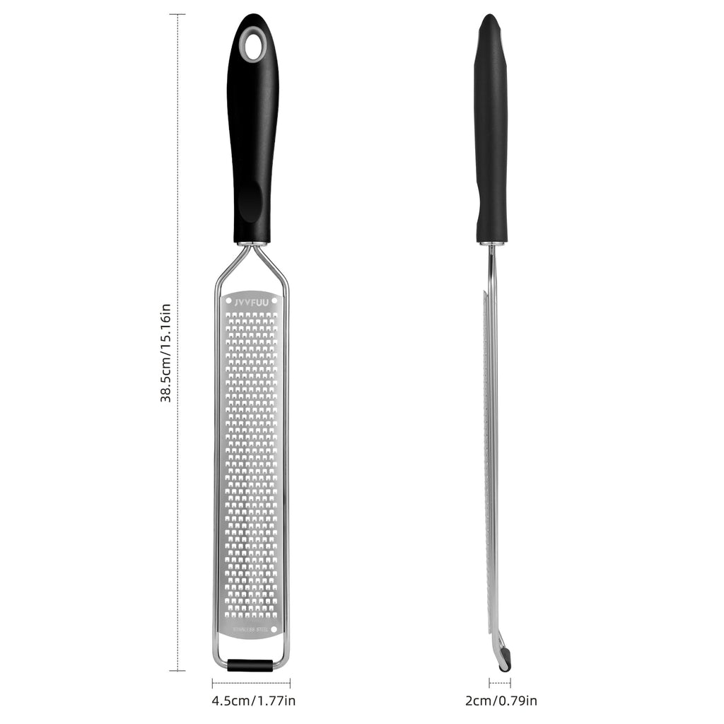 JVVFUU Premium Lemon Zester & Cheese Grater,Stainless Steel (Black)