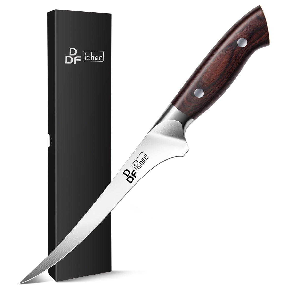 Steak Knives Set of 6, 4.5" Non-Serrated Steak Knife with Pakkawood Handles