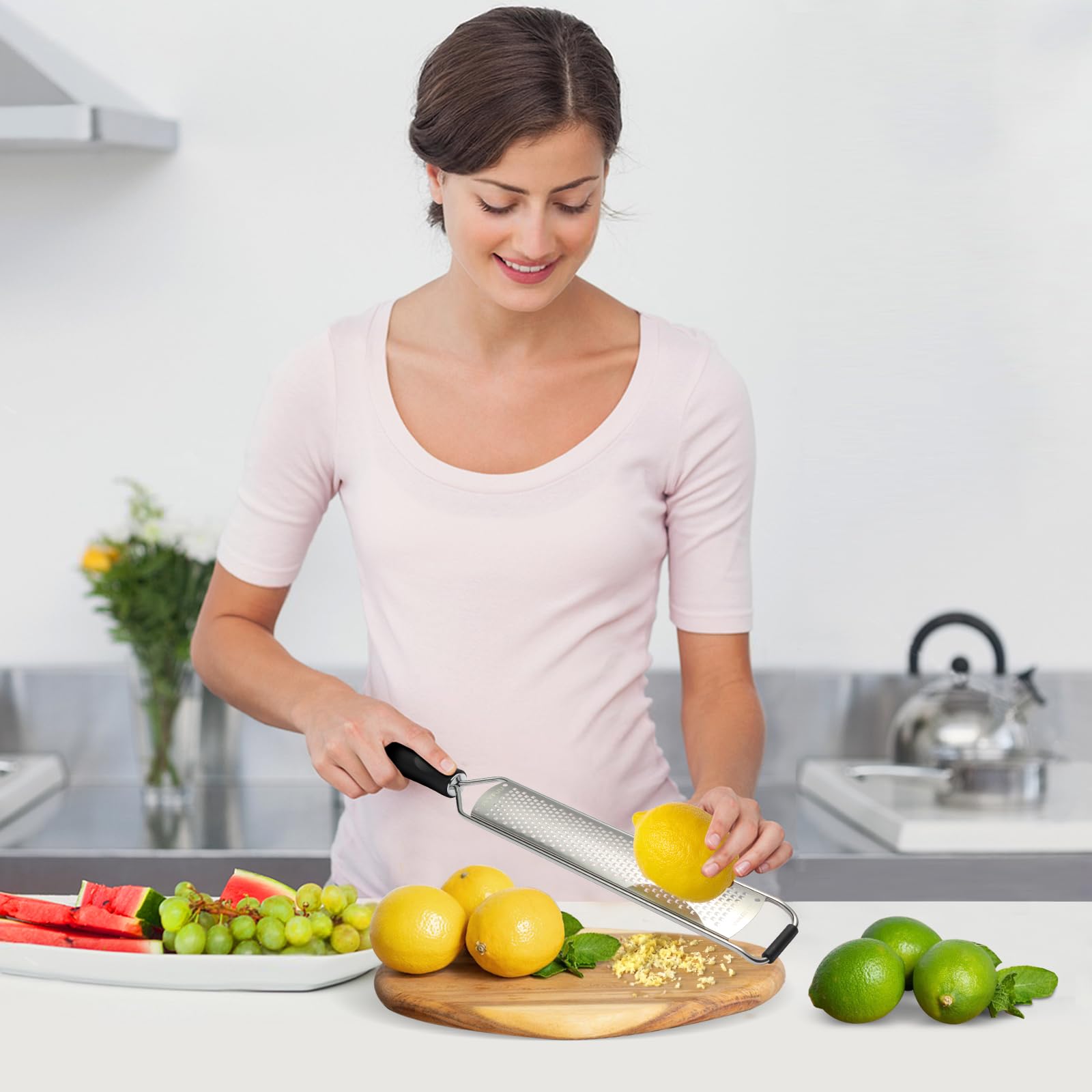 JVVFUU Premium Lemon Zester & Cheese Grater,Stainless Steel (Black)