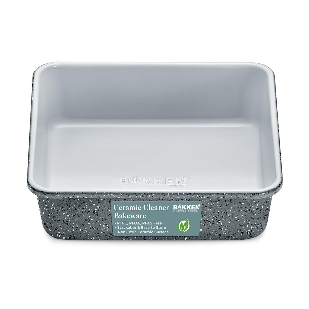 Square Cake Pan - Aluminized Steel, Ceramic Non-Stick Coating, Non-Toxic, Ideal Size, Heavy-Duty, Elevate Your Baking with Durability and Style!