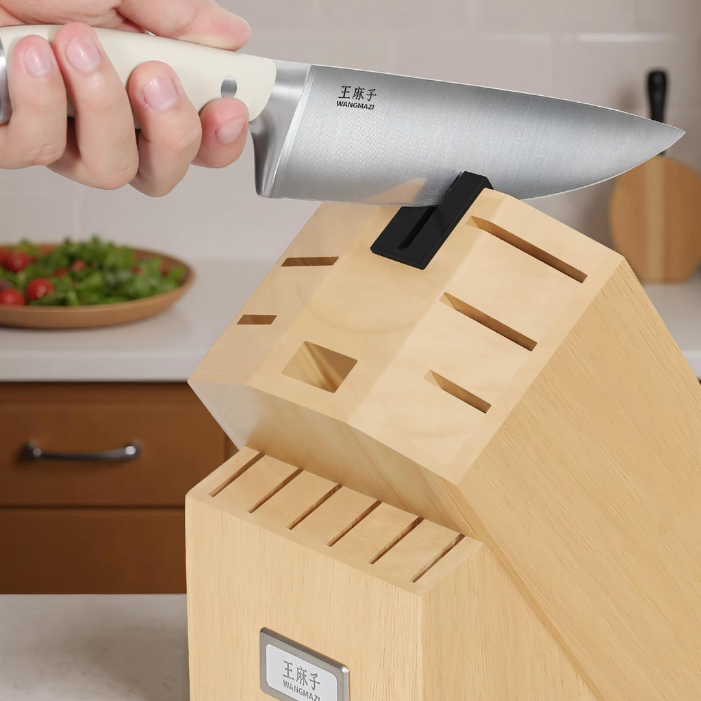 WANGMAZI 15-Pcs Knife Block Set, Ultra Sharp