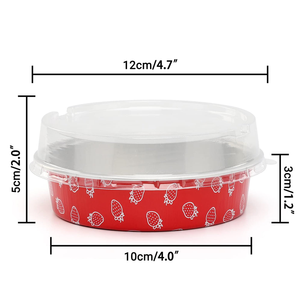 Beasea Disposable Mini Pie Pans with Lids, 100 Pack 4 Inch 8oz Aluminum Baking Foil Tins Small Round Tart Cups Containers for Individual Cupcake Dessert Muffin Cheesecake Ramekins Quiche Oven Dishes