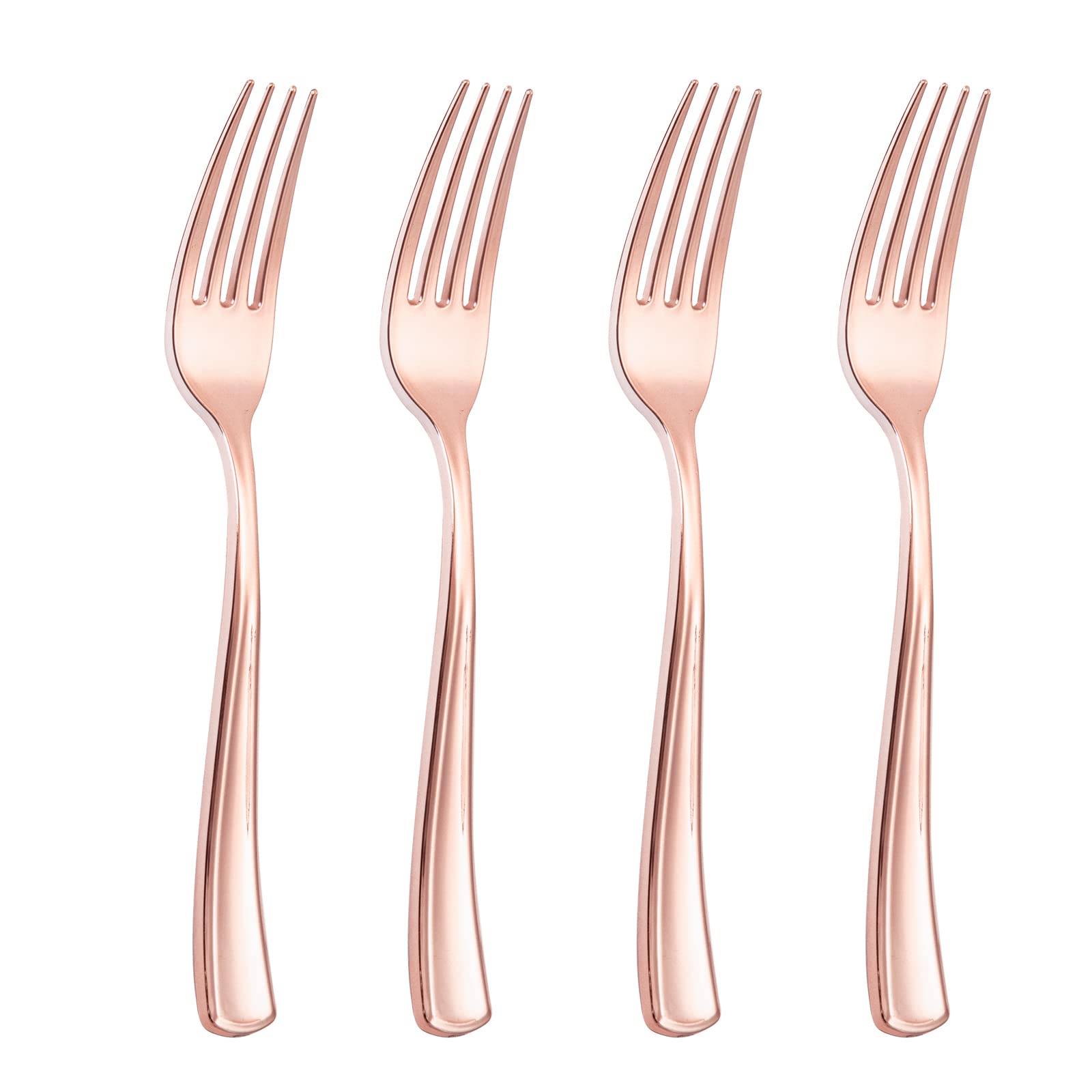 Liacere 200 Pack Rose Gold Forks Disposable - 7.4 inch Heavy Duty Plastic Forks - Heavyweight Plastic Fork - Rose Gold Silverware for Catering, Parties, Dinners, Wedding＆Mother's Day＆Valentine's Day