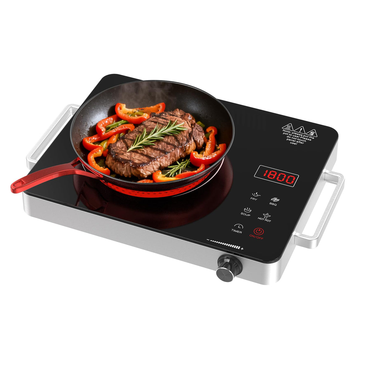 Electric Cooktop Portable Stove Single Burner 1800W Hot Plate Timer