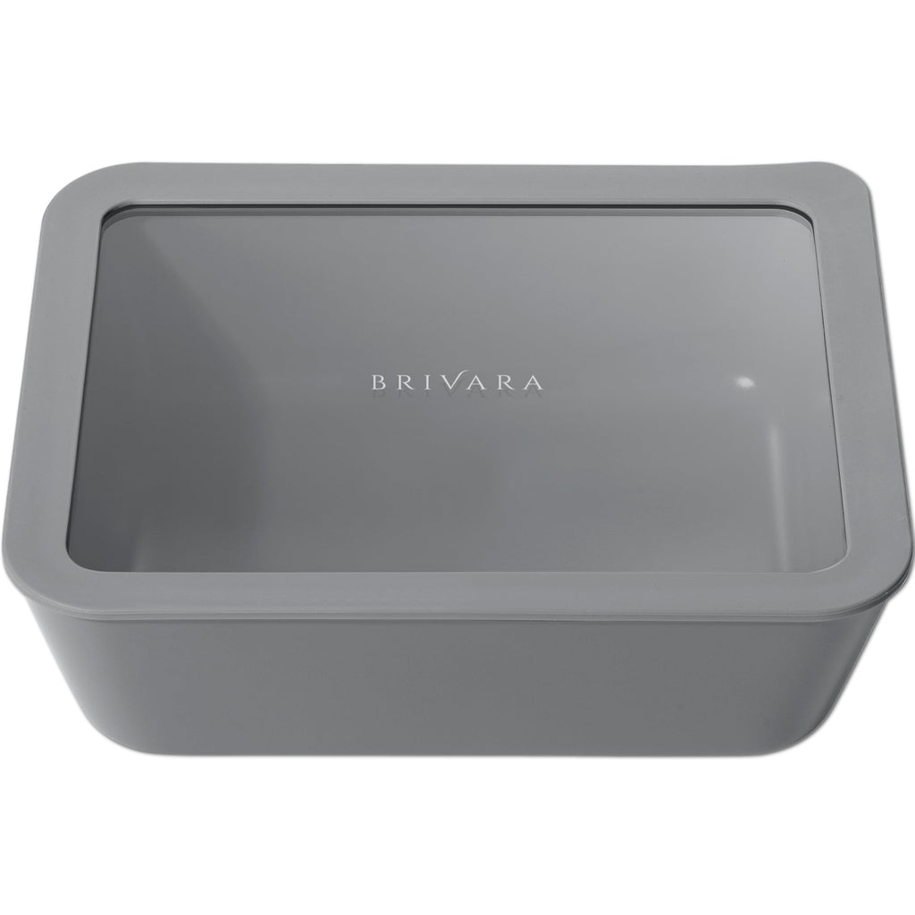 BRIVARA HOME Glass Food Storage Container with Lid, 11-Cup Large Rectangle | Microwave-Safe Airtight Lid, Oven-Safe Ceramic-Coated Glass | Zero Plastic, No PFAS/PFOA/BPA, Reusable [Smoke]