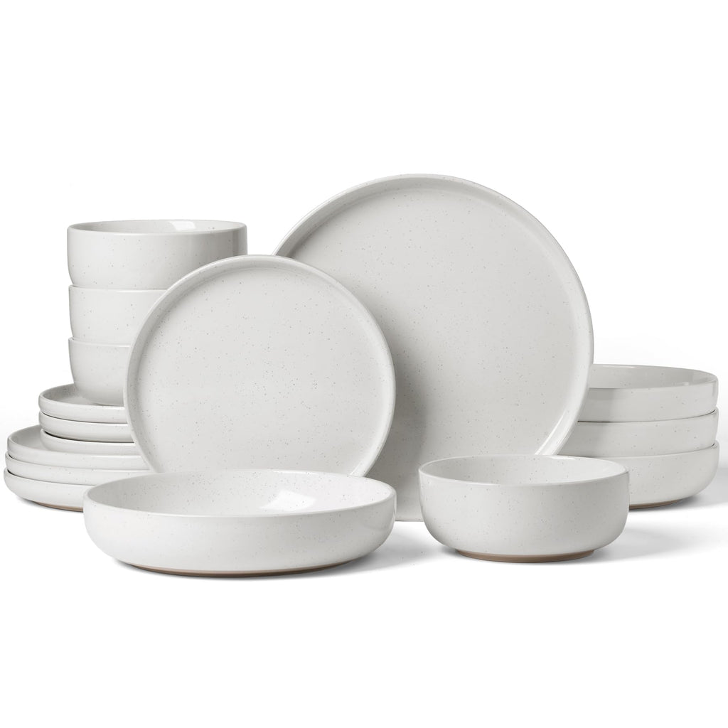 Famiware Milkyway 16-Piece Dinnerware Set with Mugs, Dark Gray