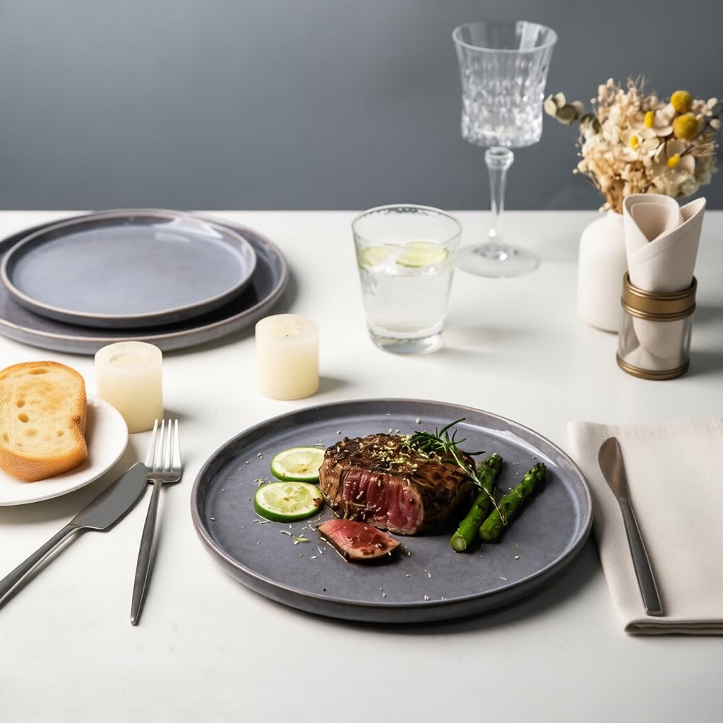 AmorArc Stoneware Dinnerware Sets for 6, 18Pcs Plates and Bowls Sets Dishes