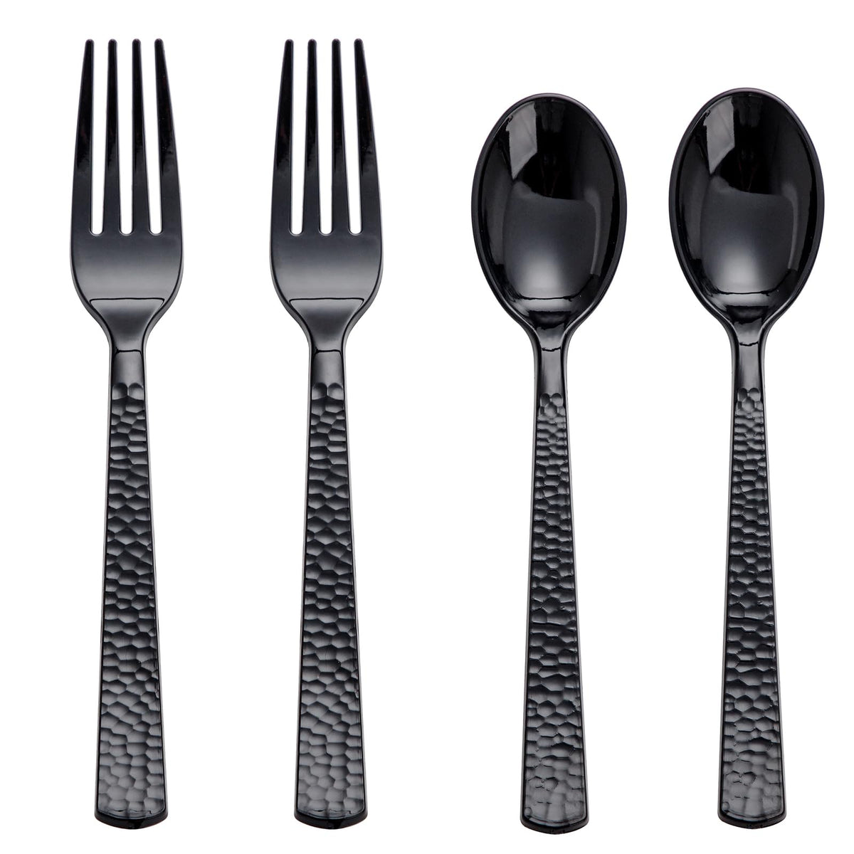 KIRE 400PCS Silver Plastic Forks and Spoons Disposable-Heavy Duty Plastic Silverware Set Silver Spoons and Forks-200 Forks and Spoon for Parties/Birthday/Wedding/Father's Day