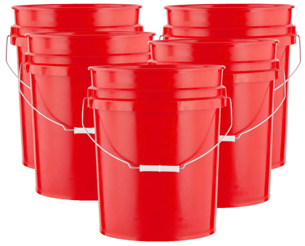 House Naturals 5 Gallon Premium HPDE Plastic Bucket - Made in USA Food Grade Container, BPA Free All Purpose Pail (5, Red)