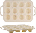Velicber 2 Pack Silicone Muffin Pan with Metal Reinforced Frame, 12 Cups Regular Size Silicone Cupcake Pan, Nonstick silicone Cupcake Molds for baking Homemade Muffins, Cupcakes, Egg Bites