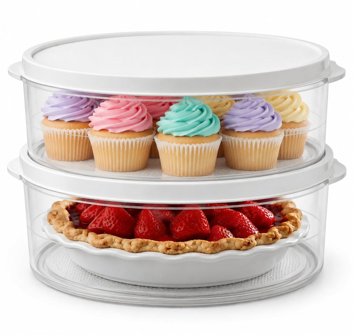 Evelots Pie Container with Lid, 2-Pack, 11-Inch, Clear, BPA-Free