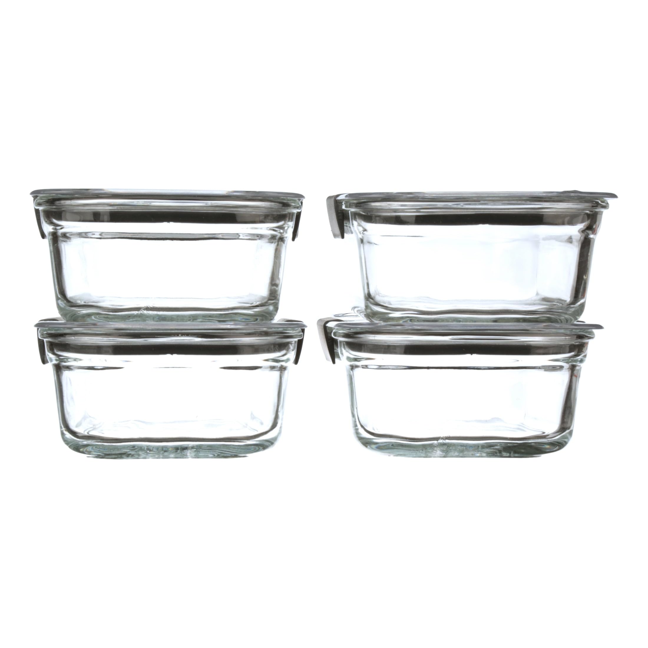 Rubbermaid Brilliance Glass Food Storage Containers, 3.2 Cup, Set of 4, BPA-Free, Leak-Proof, Clear