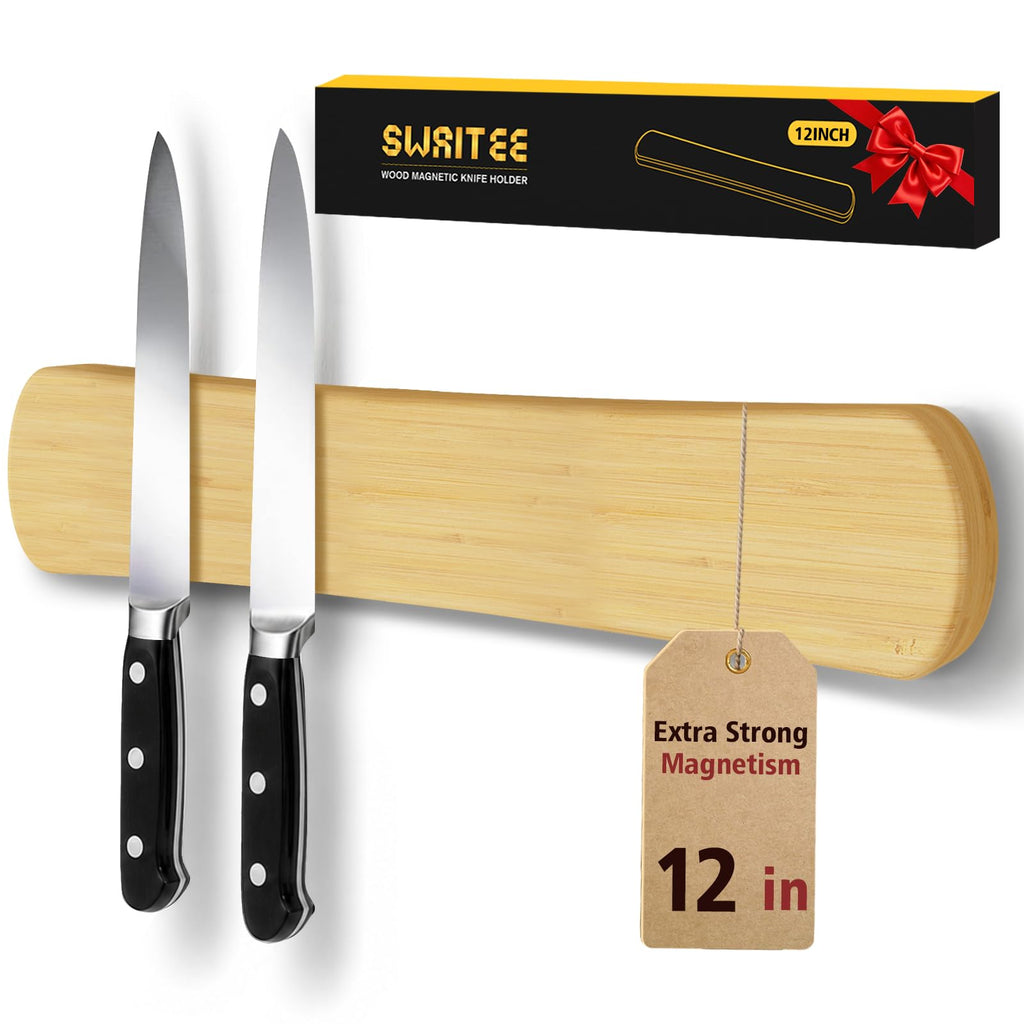 Magnetic Knife Holder, 16 Inch Acacia Wood Knife Strip for Wall or Fridge