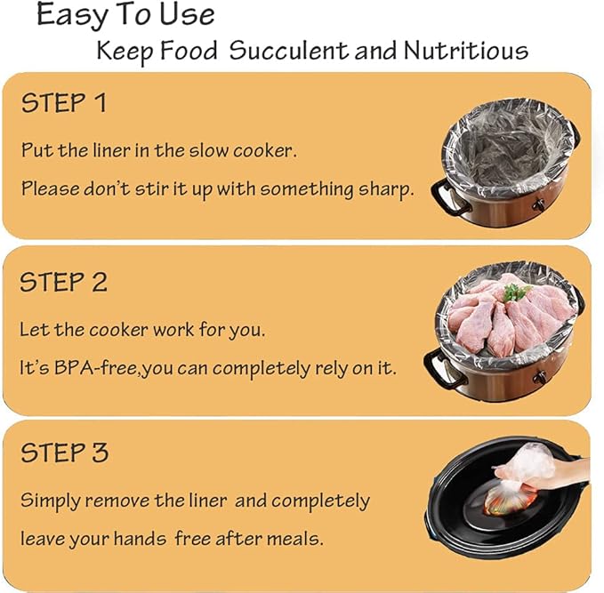32 Counts Slow Cooker Liners Small Size(11 x 16 Inch) Kitchen Disposable Cooking Bags Fits 1 to 3 Quarts Safe for Oval or Round Pot -2Pack
