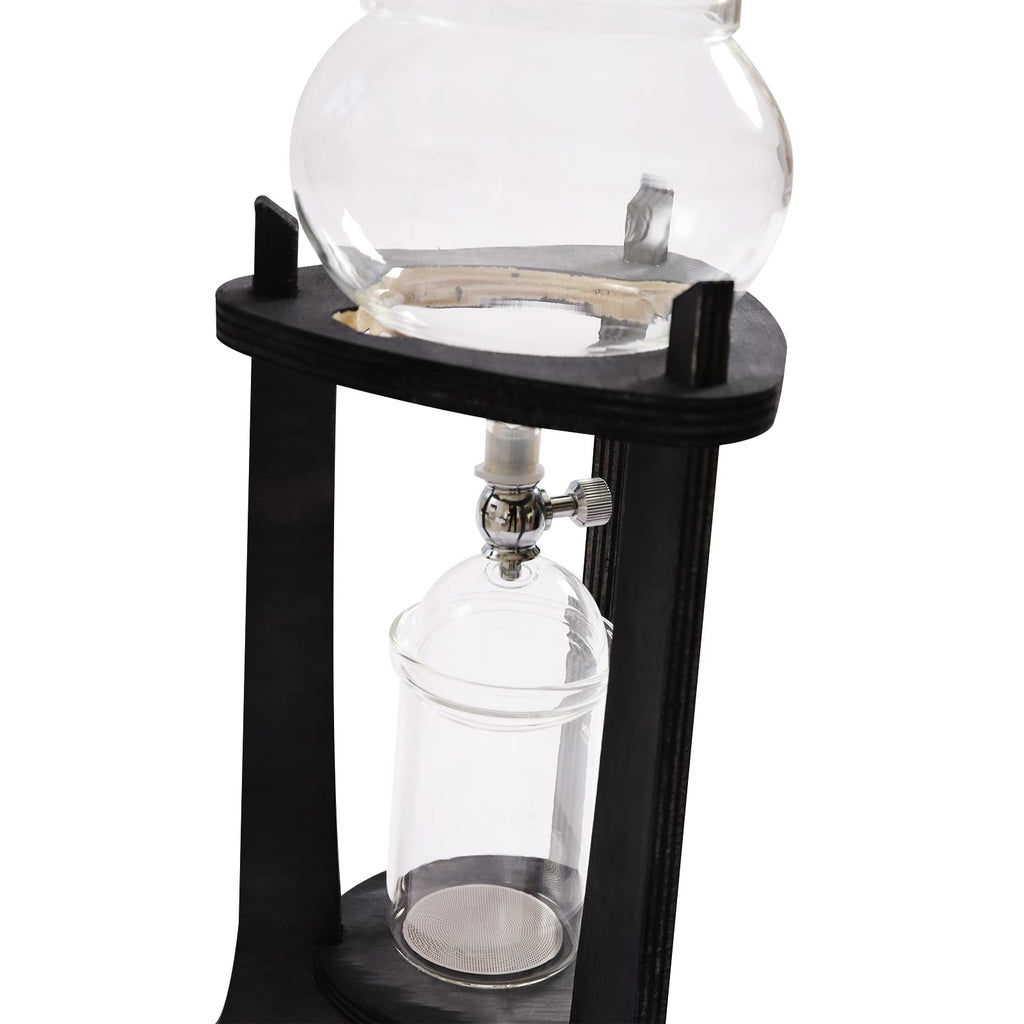 Uphilltool Cold Brew Drip Coffee Maker, 600ml/20.29 Ice Coffee Brewer Machine Cold-Drip Coffee Tower with Glass Container Wood Stand for Home Office