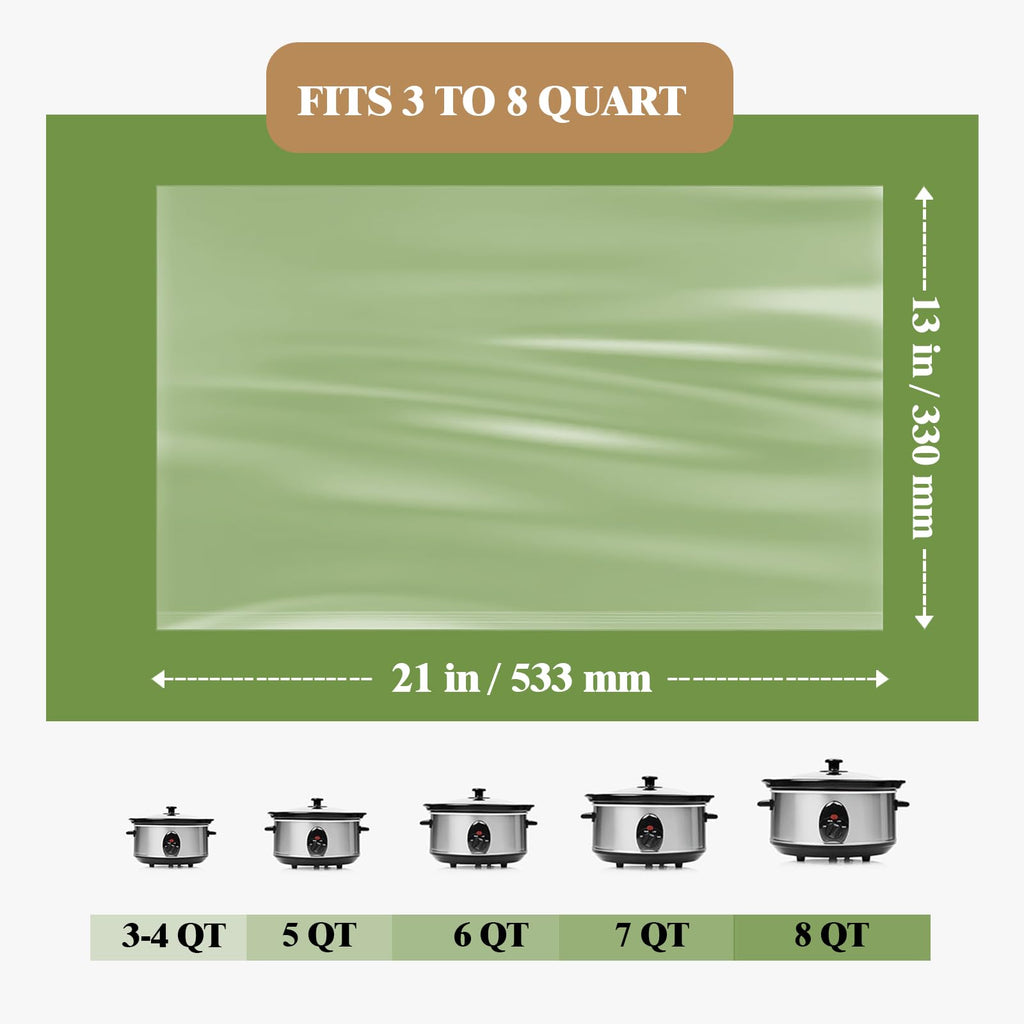 WZHSBSAQ Slow Cooker Liners, 60 Cooking Bags, Large Disposable Pot Liner Plastic Bags for 3QT to 8QT Slow Cookers, 13 in. x 21 in.