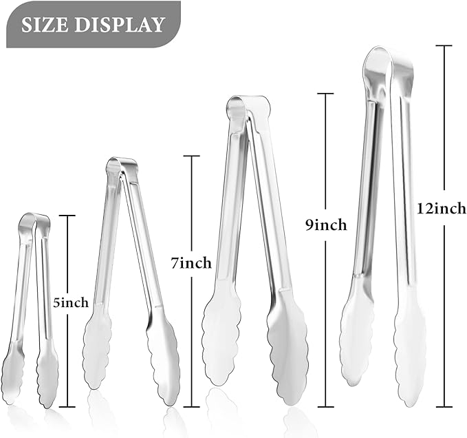 8 Pack Serving Tongs XEVOM Kitchen Tongs,Buffet Tongs, Stainless Steel Food Tong Serving Tong,small tongs (9inch)
