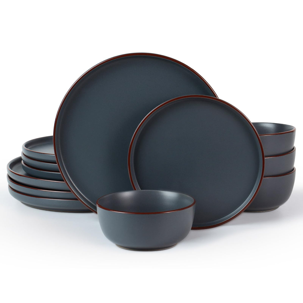 Famiware Mercury 12-Piece Stoneware Dinnerware Set, Multi-color
