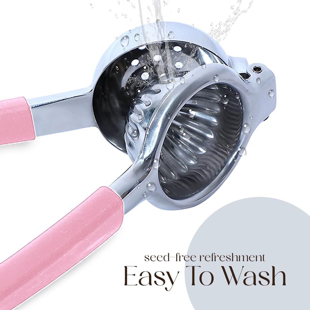 Bellemain Metal Lemon Squeezer, Stainless Steel Citrus Juicer, pink