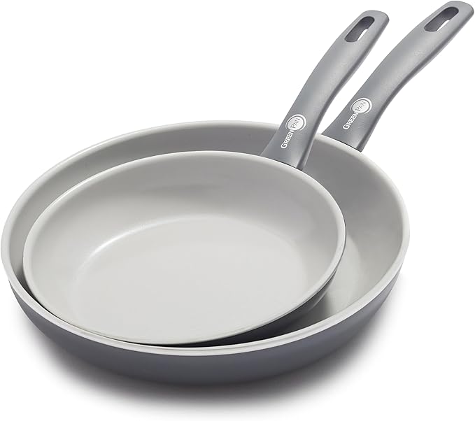 GreenPan Dover 8" and 10" Frying Pan Skillet Set, Healthy Ceramic Nonstick Coating, PFAS-Free, Dishwasher Safe, Comfort Grip Handle