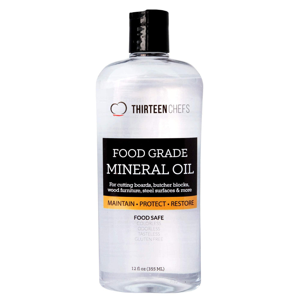 Thirteen Chefs Mineral Oil - 128oz Food Grade Conditioner for Wood Cutting Board, Countertop & Butcher Block, Lubricant for Knife or Meat Grinder - Safe USP Finish on Marble, Soapstone