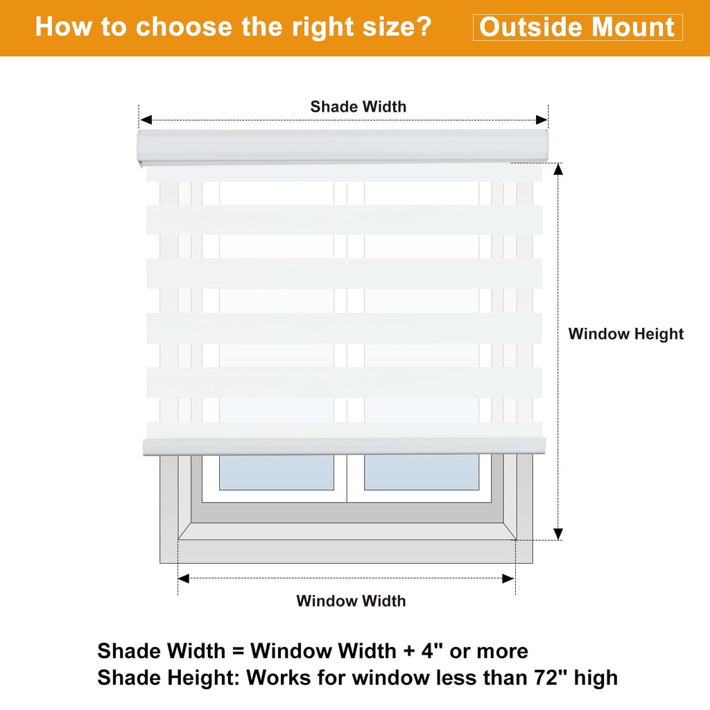 Persilux Cordless Zebra Blinds for Windows Free-Stop Roller Windows Shades (35" W X 64" H, White) Dual Layer Light Control for Day and Night, Light Filtering Sheer Shades for Home, Bedroom