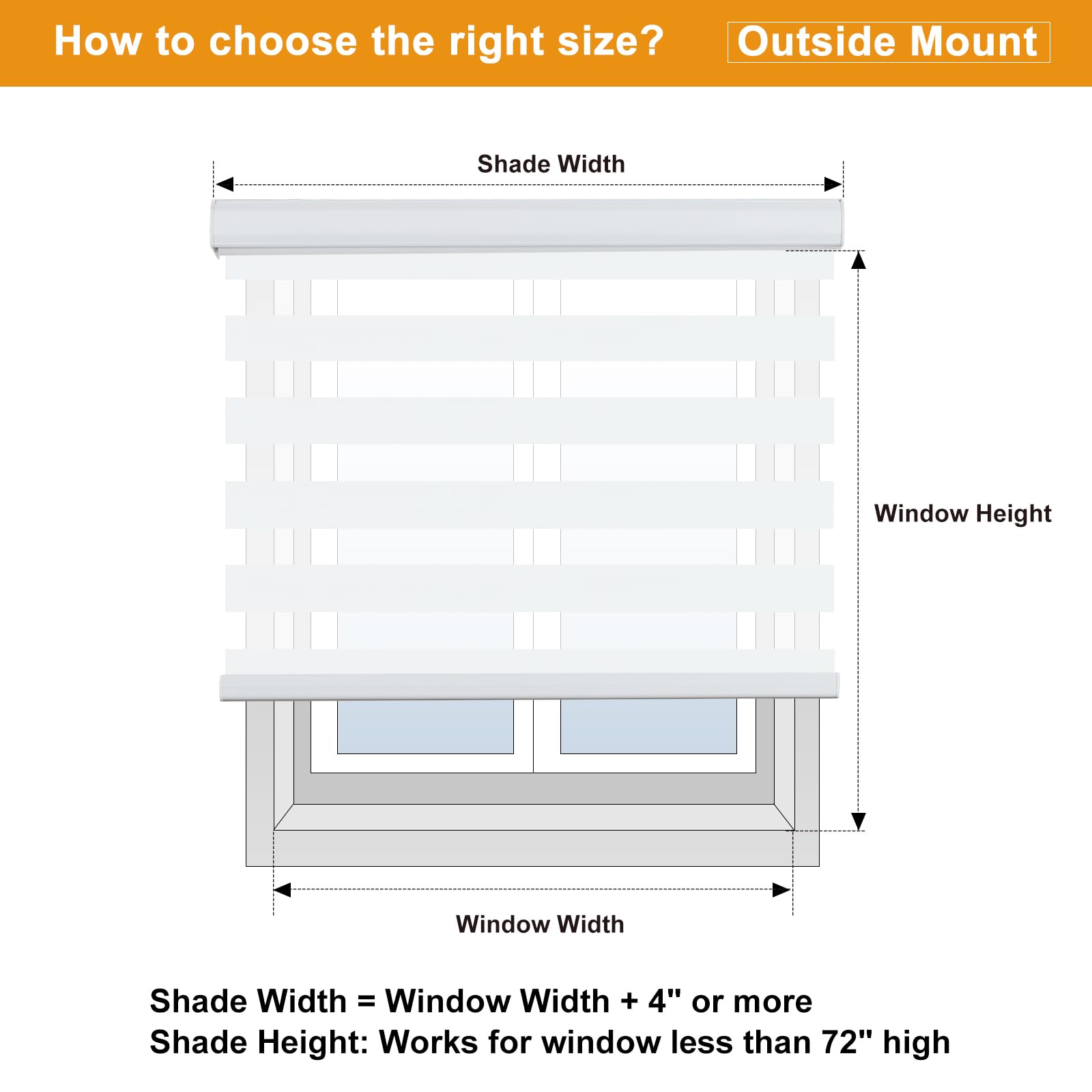 Persilux Cordless Zebra Blinds for Windows Free-Stop Roller Windows Shades (35" W X 64" H, White) Dual Layer Light Control for Day and Night, Light Filtering Sheer Shades for Home, Bedroom