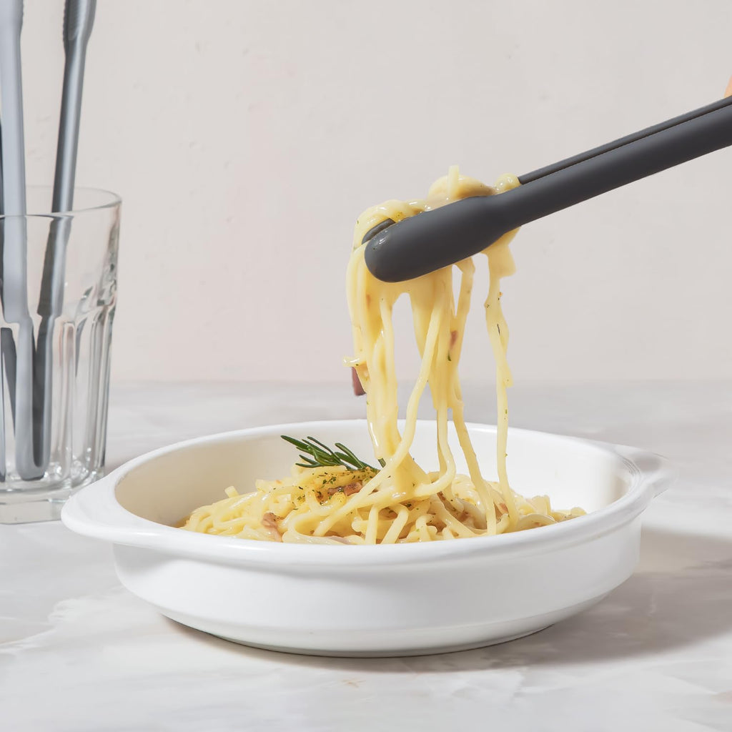 Carrotez Silicone Kitchen Tongs, Non-Scratch Serving Tongs, Dark Gray
