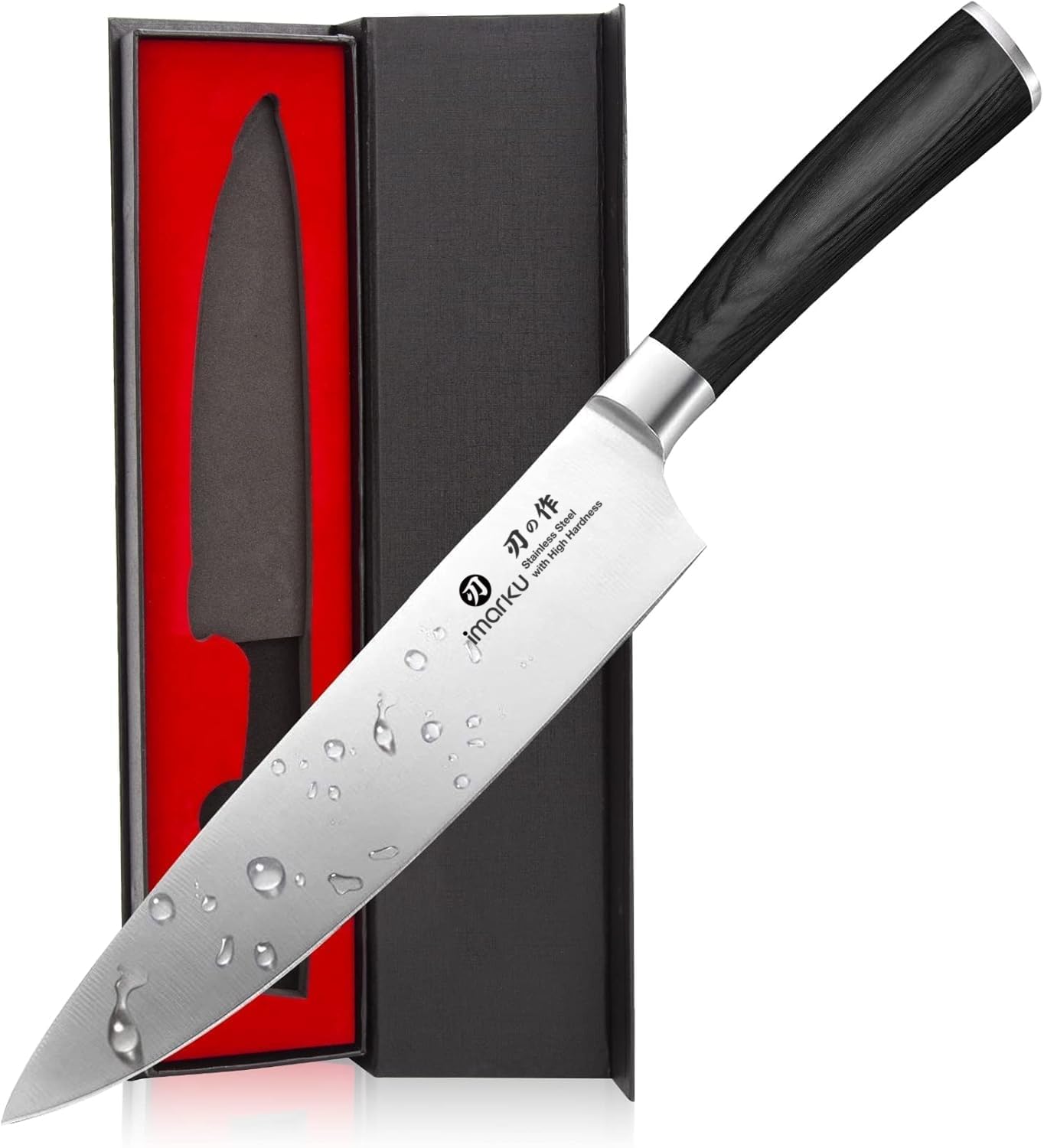 imarku 8 Inch Japanese SUS440A Stainless Steel Gyutou Chef Knife, Black