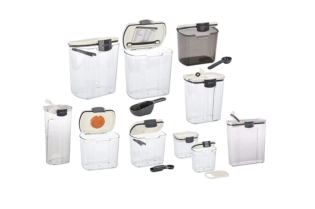 Progressive ProKeeper Baker's Airtight Kitchen Storage Canister Container Set for Flour, Sugar & More, Keeps Ingredients Fresh, with Accessories (Turquoise, 6- Piece)