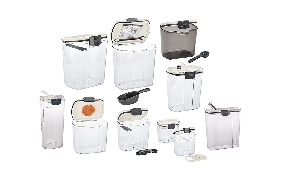 Progressive ProKeeper Baker's Airtight Kitchen Storage Canister Container Set for Flour, Sugar & More, Keeps Ingredients Fresh, with Accessories (Turquoise, 6- Piece)