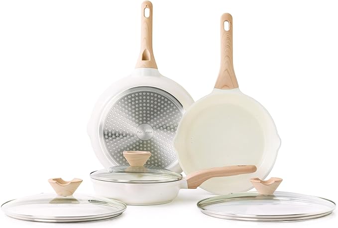 Kordisen Nonstick Ceramic Frying Pan Set, Healthy Non Toxic Cooking Pan, Stay-Cool Handle, Induction Compatible, PFOA & PFAS Free