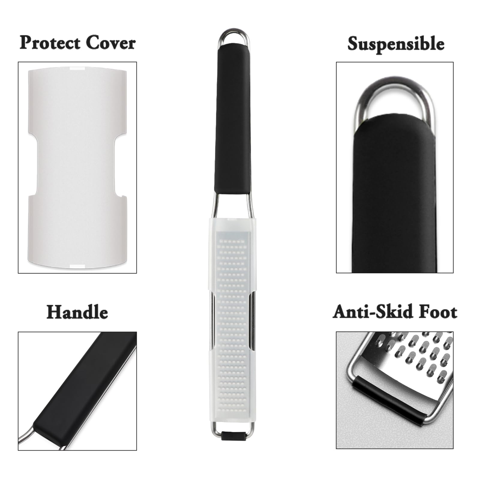 Cambom Lemon & Citrus Zester, Cheese Graters with Stainless Steel Sharp Blade for Parmesan Cheese, Ginger, Garlic, Nutmeg, Chocolate, Vegetables, Fruits, Dishwasher Safe Shredder Fine Blade