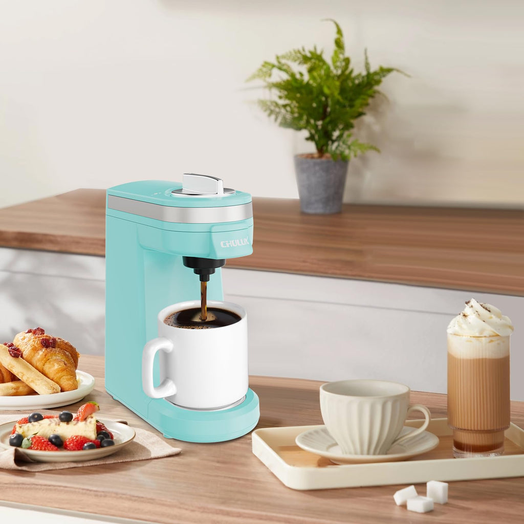 CHULUX Mini Coffee Maker for K Capsule, Single Serve Coffee Maker for One Cup Americano, Lightweight Pod Coffee Machine, Aqua