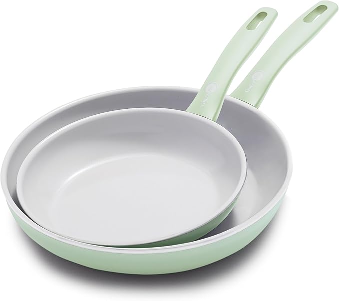 GreenPan Dover 8" and 10" Frying Pan Skillet Set, Healthy Ceramic Nonstick Coating, PFAS-Free, Dishwasher Safe, Comfort Grip Handle