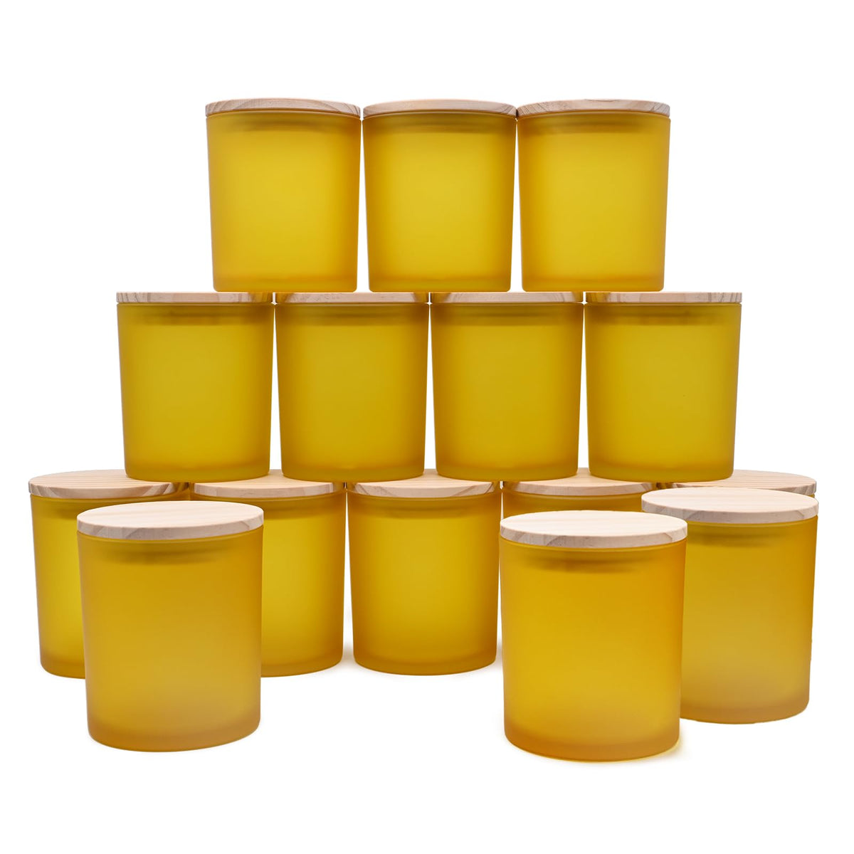 SHOWIN 10 OZ Thick Candle Jars for Making Candles 15 Pcs, Empty Jars with Wood Lids for Candle Making, Sample Container, Frosted Grey