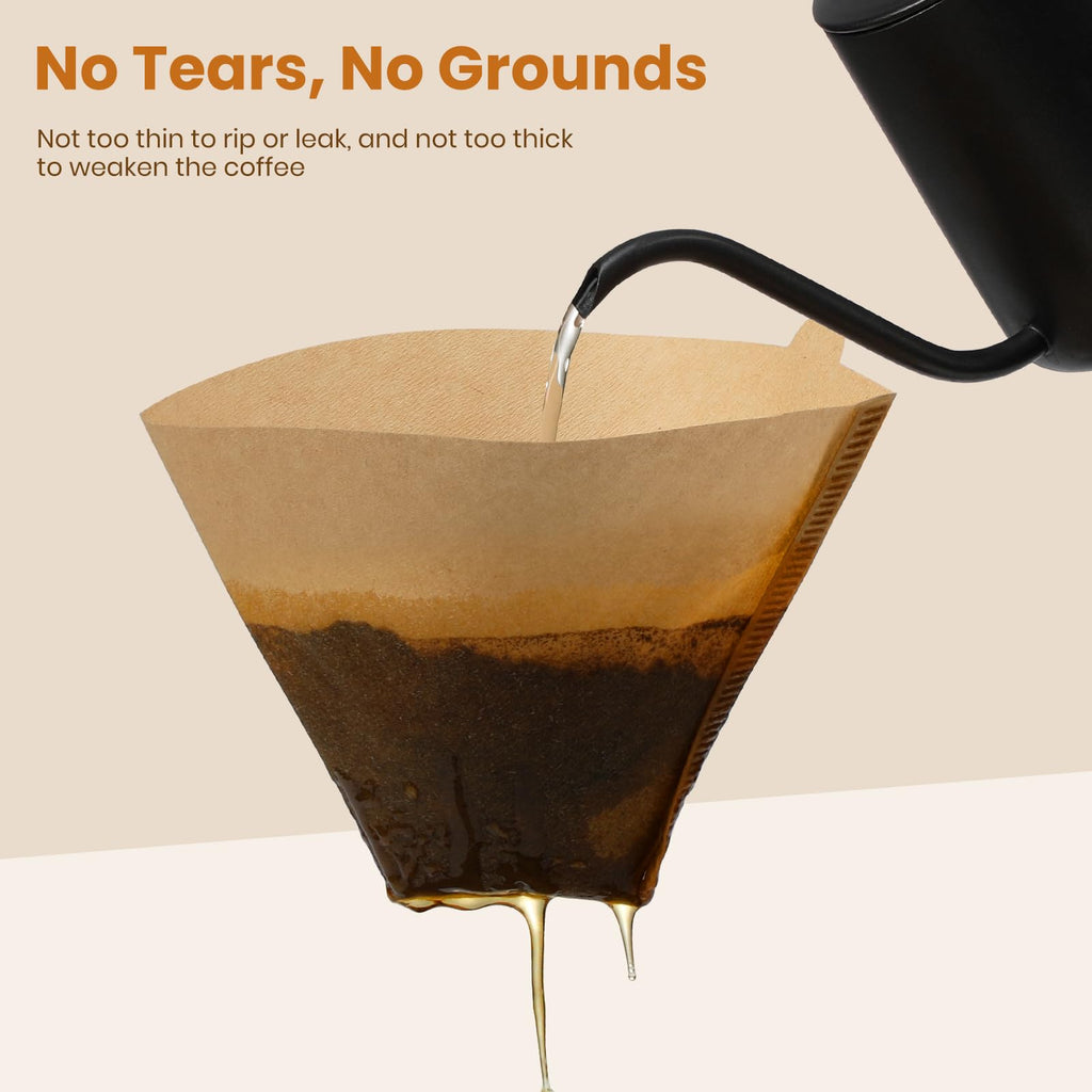 AOZITA #4 Cone Coffee Filters 8-12 Cup, 100 Count Unbleached Natural Coffee Paper Filters, No Blowout, Disposable Coffee Filter for Pour Over and Drip Coffee Maker