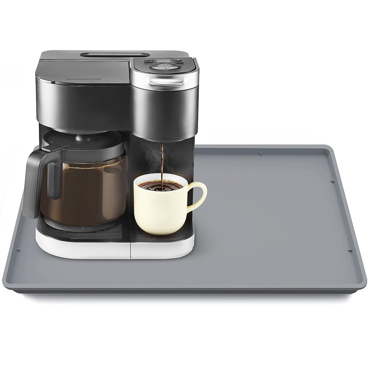 Silicone Coffee Maker Mat with Lip for Countertops 17.4''x10.6''Translucent