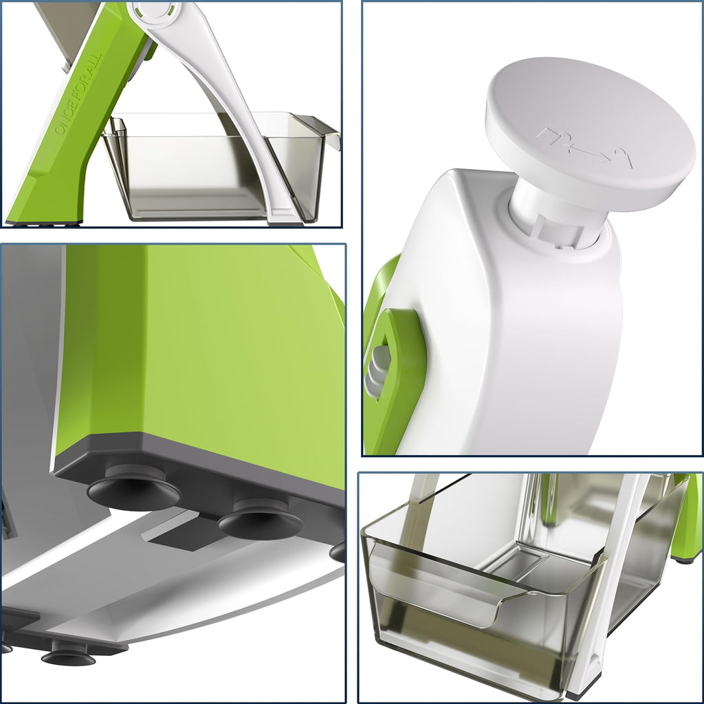 ONCE FOR ALL Safe Mandoline Slicer, Vegetable Slicer Potato Slicer, Green