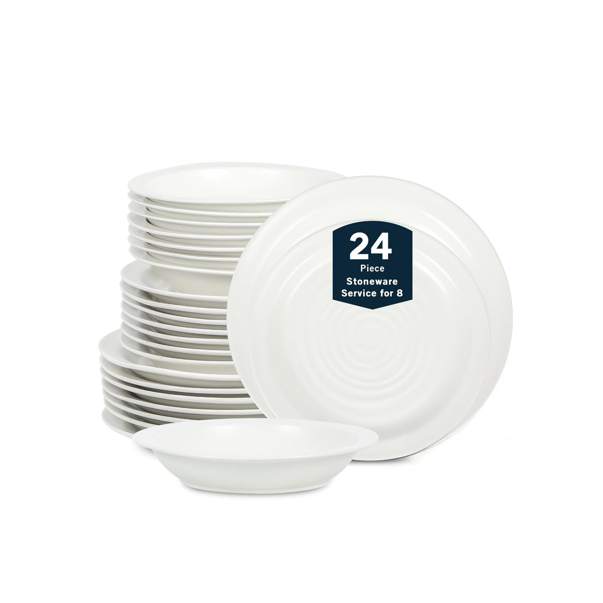 Stone Lain Orbit 4-Piece Pasta Bowl Set Stoneware, Beige