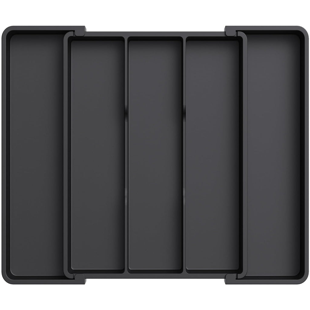 Lifewit Utensil Organizer for Kitchen Drawers, Expandable Cooking Utensil Tray, Adjustable Cutlery Silverware Flatware Holder, Plastic Spatula Tools Storage Divider, 11-18 x 14", Black