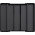 Lifewit Utensil Organizer for Kitchen Drawers, Expandable Cooking Utensil Tray, Adjustable Cutlery Silverware Flatware Holder, Plastic Spatula Tools Storage Divider, 11-18 x 14", Black