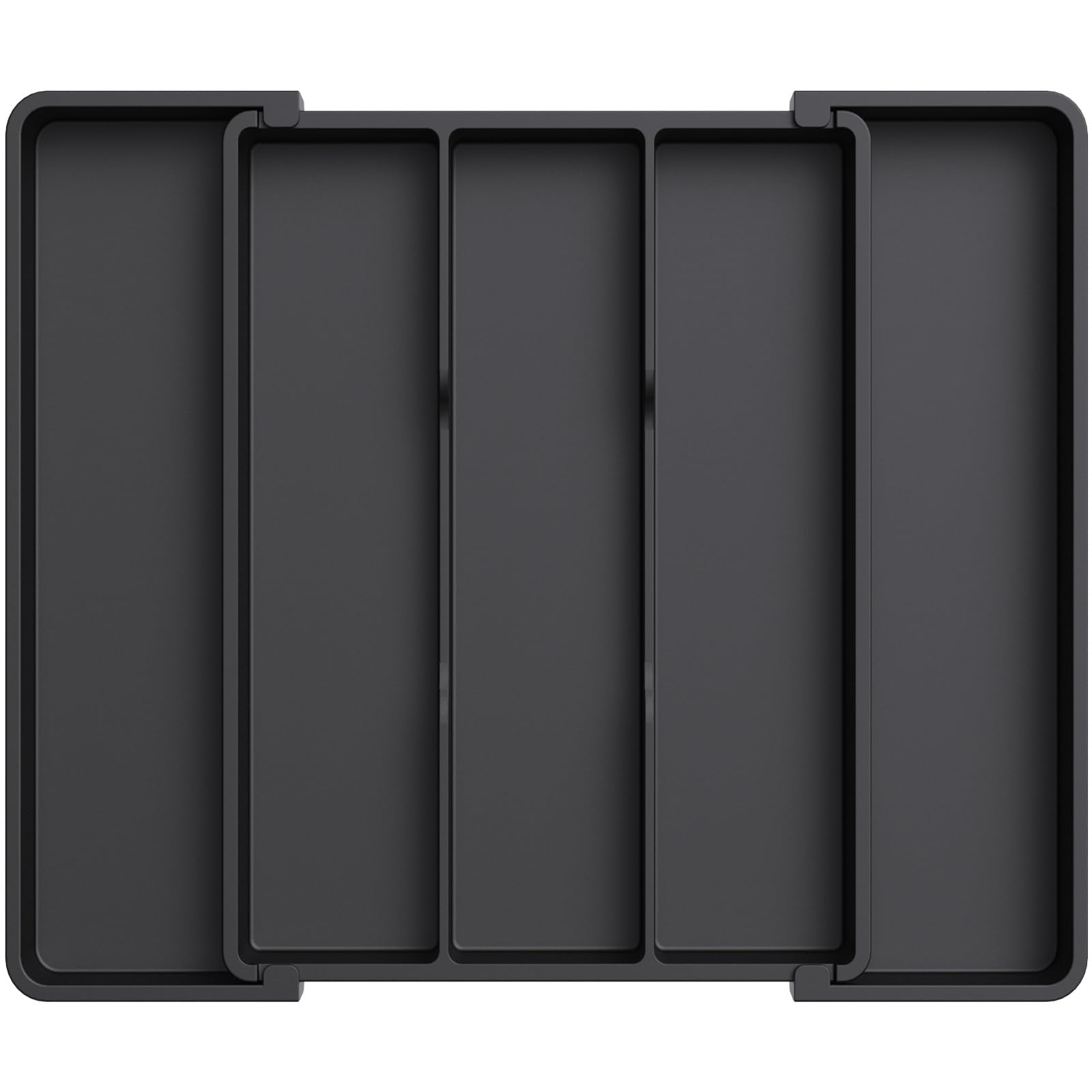 Lifewit Utensil Organizer for Kitchen Drawers, Expandable Cooking Utensil Tray, Adjustable Cutlery Silverware Flatware Holder, Plastic Spatula Tools Storage Divider, 11-18 x 14", Black
