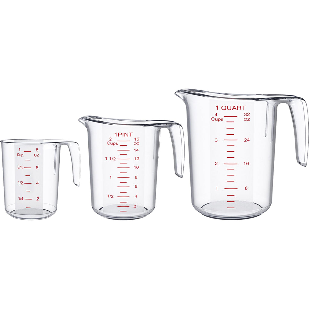 DaYammi Measuring Cups 3-Piece, Unbreakable Food-Grade Plastic Measuring Cup for Dishwasher, 1/2/4-Cup Nesting Liquid Measuring Cups for Prepping, Baking, Cooking, Readable Markings, Clear